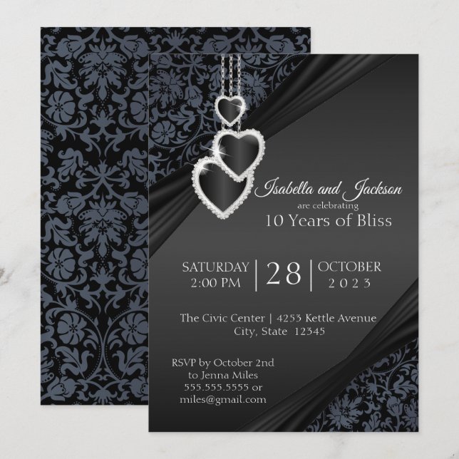 Convites 10º Design de Aniversário do Black Onyx (Frente/Verso)