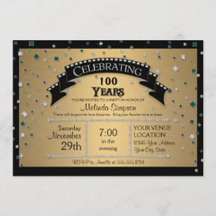 Convites 100ª celebração da Festa de aniversário Faux J