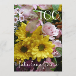 Convites 100ª Celebração de Aniversário!-Floral Rosa e Amar