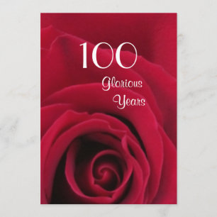 Convites 100ª Celebração de Aniversário!-Rosa vermelha