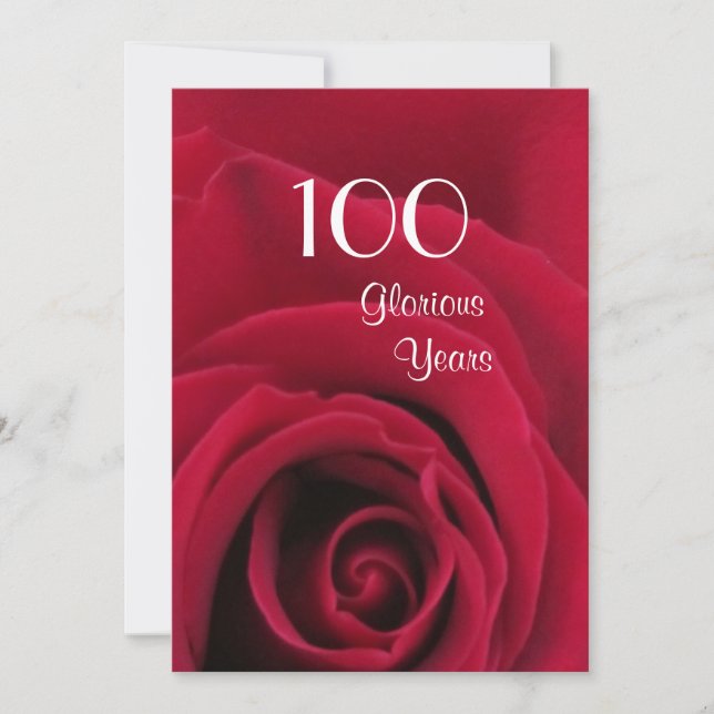 Convites 100ª Celebração de Aniversário!-Rosa vermelha prof (Frente)