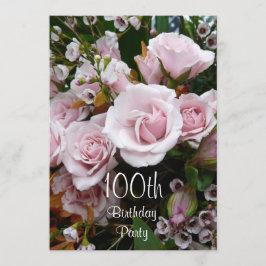 Convites 100ª Celebração de Aniversário - Rosas Rosa