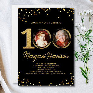 Convites 100ª Festa de aniversário de fotografia Glitter Co