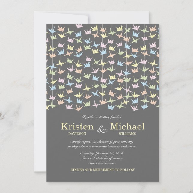 Convites 1000 Manipulações De Gruas De Papel Origami (Cinza (Frente)