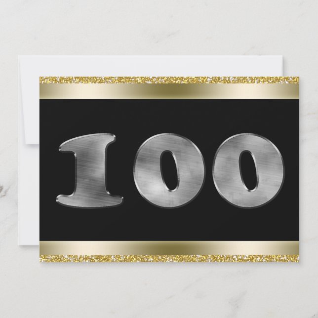 Convites 100.º Aniversário Personalizado Número 100 (Frente)