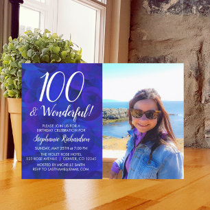 Convites 100 and Wonderful Royal Blue Photo Birthday