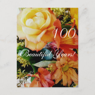 Convites 100 anos bonitos! - Aniversário/buquê rosa amare