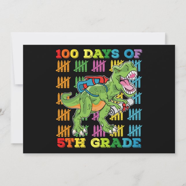 Convites 100 Dias De Escola De Dinossauro 5 Grau T Rex (Frente)