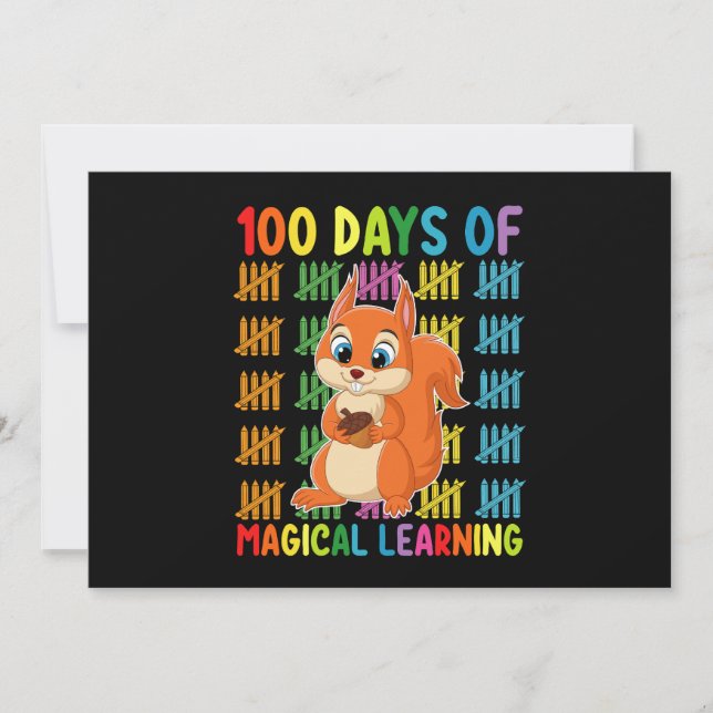 Convites 100 Dias De Escola De Esquilo De Aprendizado Mágic (Frente)