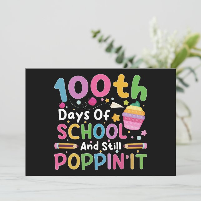 Convites 100 Dias De Escola E Ainda Poppin' Garota  (Em pé/Frente)