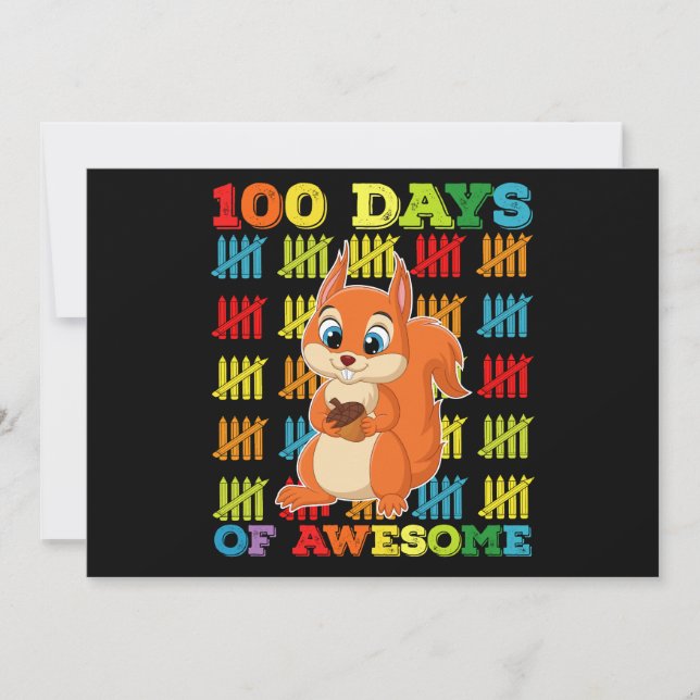 Convites 100 Dias De Esquilo Incrível 100º Dia Da Escola (Frente)