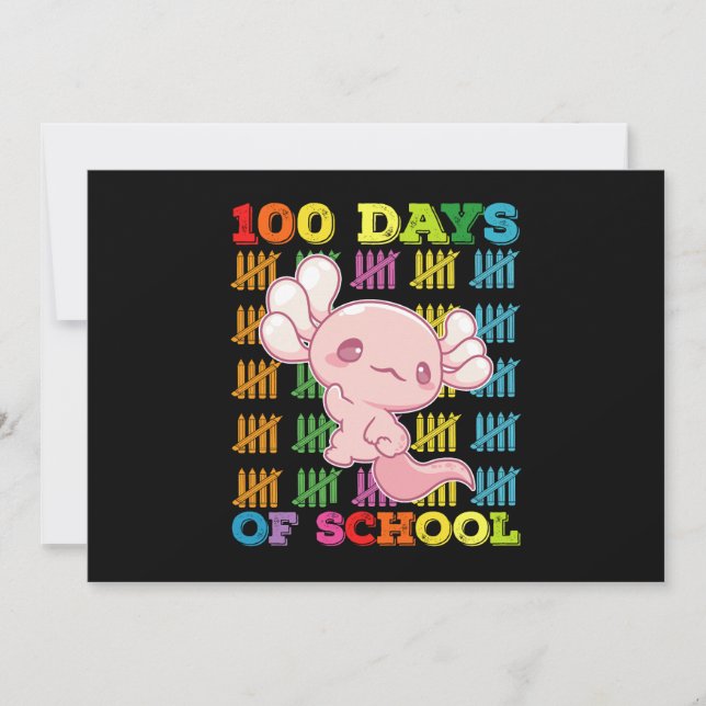 Convites 100 Dias De Professora Axolotl Escolar (Frente)