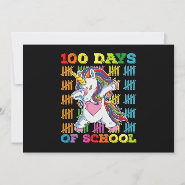 Convites 100 Dias De Professora Do Unicórnio Escolar (Frente)