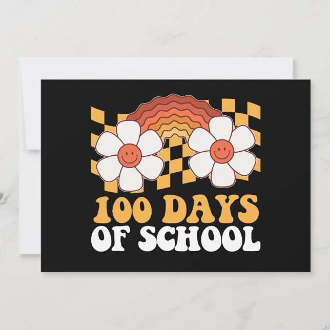Convites 100 Dias De Retrô De Esfregão-Arco-Íris De Flor Es (Frente)