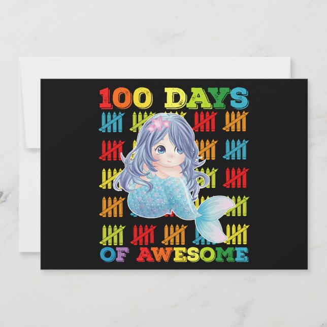 Convites 100 Dias De Sereia Fantástica 100º Dia Da Escola (Frente)