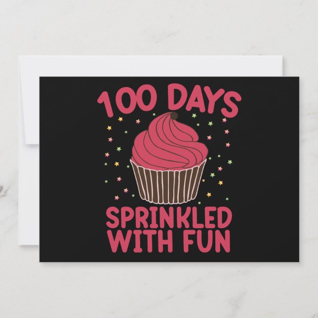 Convites 100 Dias Empurrados Com Cupcake De Diversão (Frente)