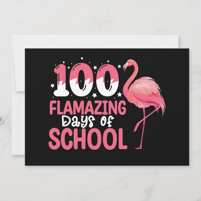 Convites 100 Dias Incríveis de Professora Flamingo da Escol (Frente)
