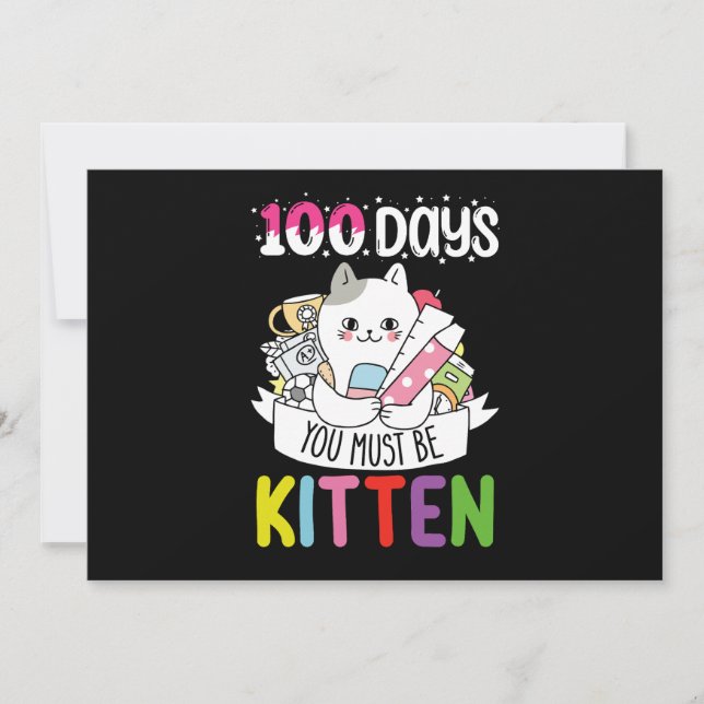 Convites 100 Dias Você Deve Ser Gatinho Gato Da Escola (Frente)