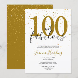 Convites 100 e Fabuloso Elegante Dourado e Preto Aniversári