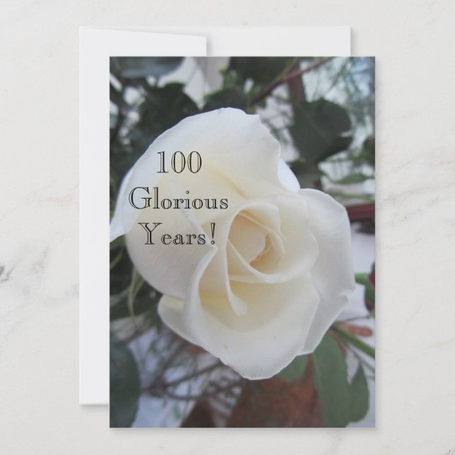 Convites 100 GloriousYear!-Birthday Celebration/White Rose (Frente)