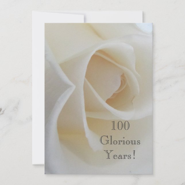 Convites 100 GloriousYear!-Birthday Celebration/White Rose (Frente)