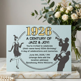 Convites 100th Birthday Party Card 1920s Speakeasy Flapper