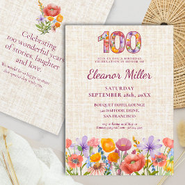 Convites  100th Birthday Wildflowers - Floral Number