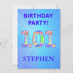 Convites 101Convite de aniversário Adicionar um Nome