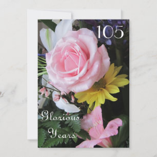 Convites 105ª Celebração de Aniversário!-Buquê Rosa Ro