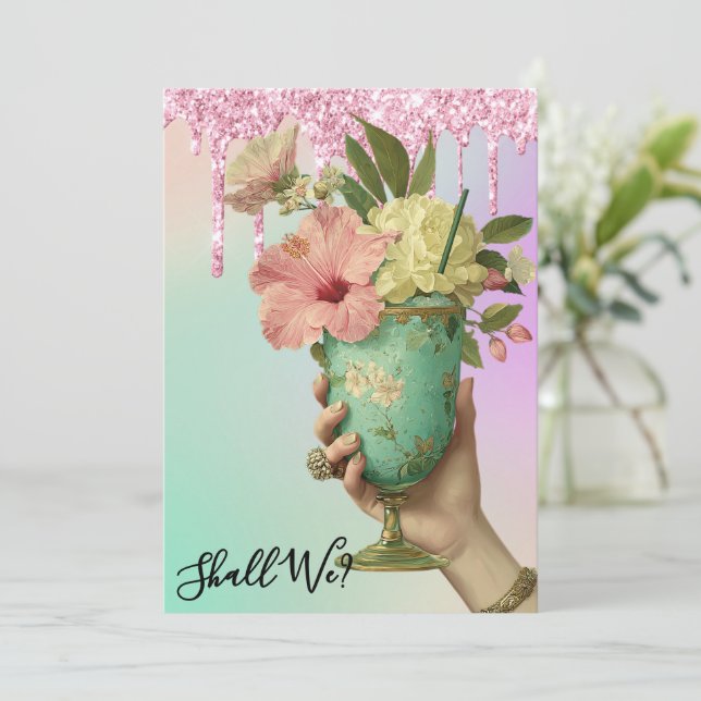 Convites *~* 10 A101 FOTO Ombre Cocktail  DESPEDIDA DE SOLT (Em pé/Frente)