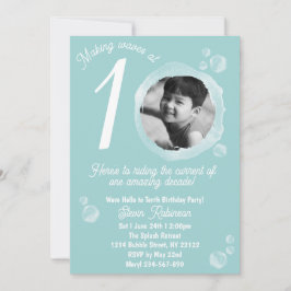 Convites 10th Pale Teal Blue Bubble Birthday Party 