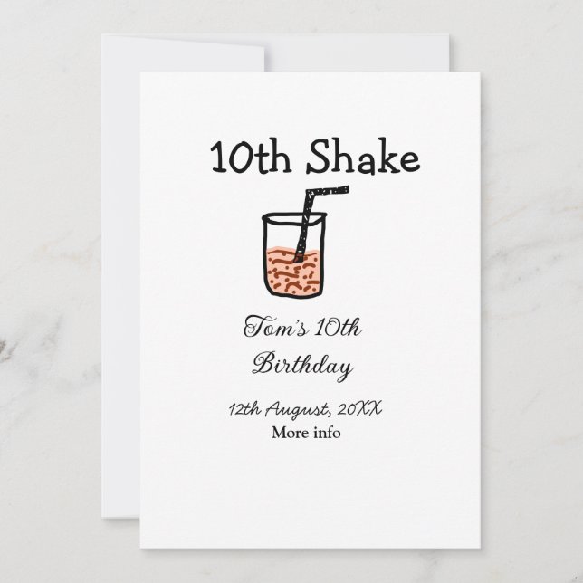 Convites 10th Shake 10th feliz aniversário, milkshake scrib (Frente)
