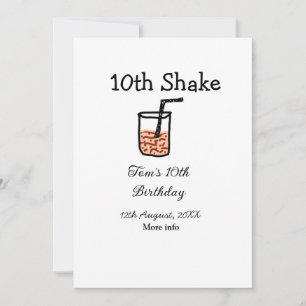 Convites 10th Shake 10th feliz aniversário, milkshake scrib