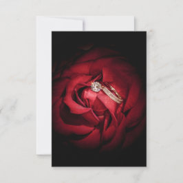 Convites 1178-Rosa Vermelha com Alianças de Casamento