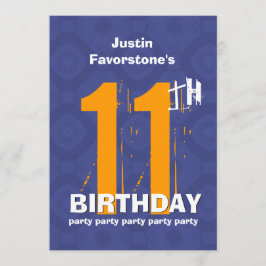 Convites 11 Modern Weathered Grunge Birthday Blue W02C