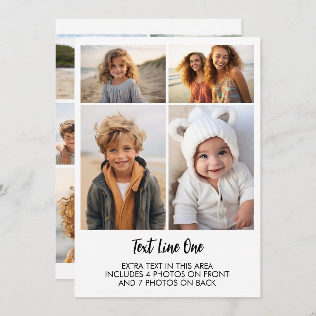 Convites 11 Photos - 4 Front, 7 Back - Black Text on White (Frente/Verso)