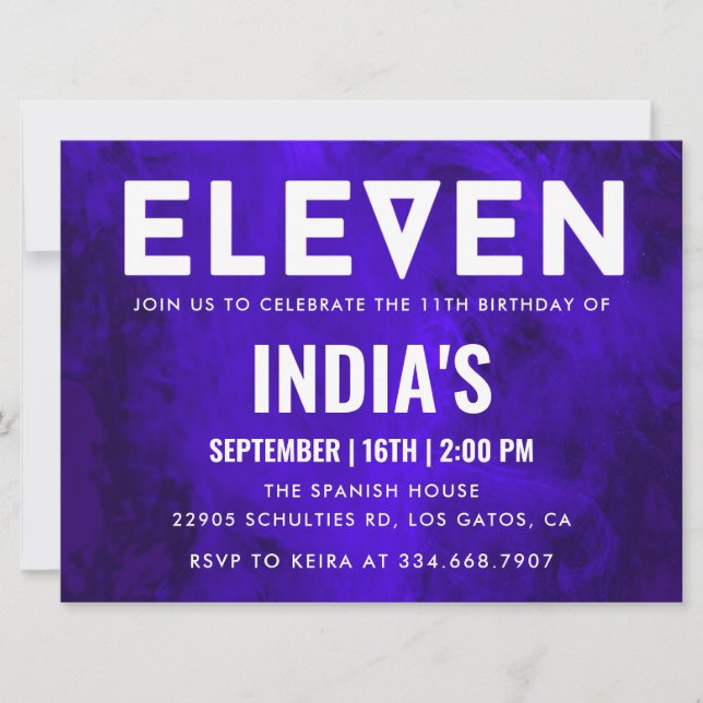 Convites 11 Royal Blue Neon (Frente)