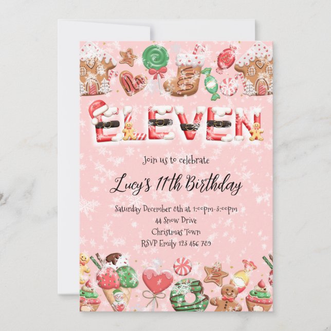 Convites 11th Birthday Christmas Party Invitation (Frente)