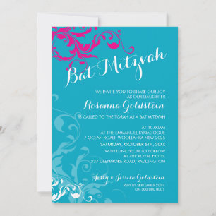 Convites 128-marnie BAT MITZVAH turquesa rosa