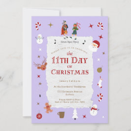 Convites 12 Days of Christmas Cute Retro Pastel Purple