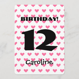 Convites 12 de Aniversário da Menina Nome Personalizado Mo