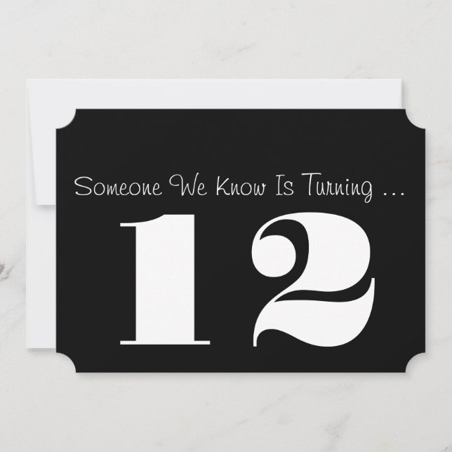 Convites 12o A festa de aniversário convida, preto e (Frente)