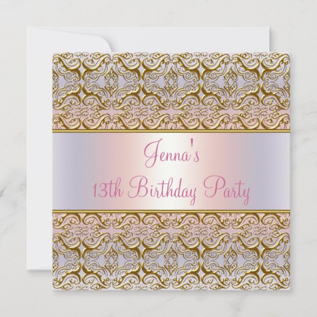 Convites 13 13 roxo rosa (Frente)