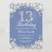 13 Birthday Blue e Silver Diamond