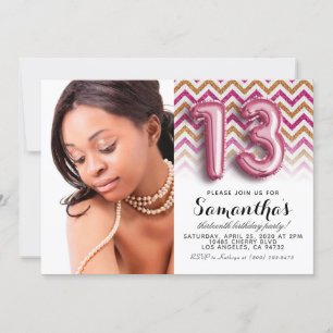Convites 13 Birthday Chevron