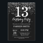 Convites 13 Birthday Invitation Silver Glitter<br><div class="desc">Convite de Aniversário de 13 com Luzes de Cordas de Prata com Fundo Glitter de Prata. Aniversário de Prata. Aniversário de criança. Convidar Menino ou Menina. 13 15 16º 18º 20 21rua 30 40º 50º 60º 80 de 70 100º, qualquer idade. Para mais personalização, clique no botão "Personalizar" e use...</div>