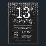 Convites 13 Birthday Invitation Silver Glitter<br><div class="desc">Convite de Aniversário de 13 com Luzes de Cordas de Prata com Fundo Glitter de Prata. Aniversário de Prata. Aniversário de criança. Convidar Menino ou Menina. 13 15 16º 18º 20 21rua 30 40º 50º 60º 80 de 70 100º, qualquer idade. Para mais personalização, clique no botão "Personalizar" e use...</div>