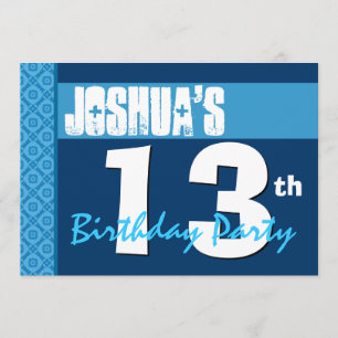 Convites 13 Birthday Modern Blue X210