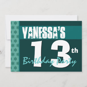 Convites 13 Birthday Modern Green Standard Reciclado 207