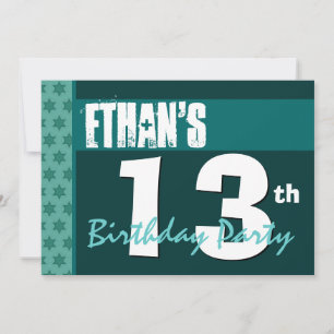 Convites 13 Birthday Modern Para Ele Verde X208